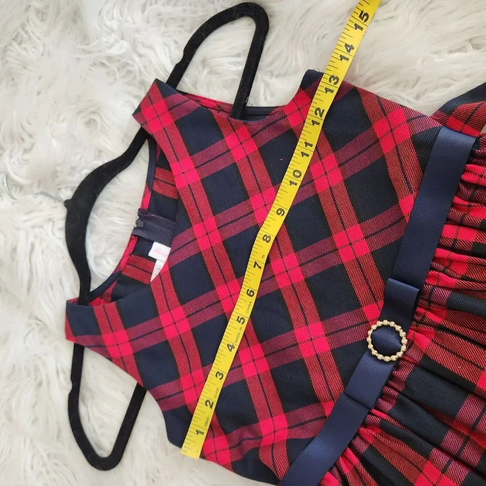 Bonnie Jean Girls Sleeveless Dress Red Blue Tartan Plaid Size 8 Christmas Formal